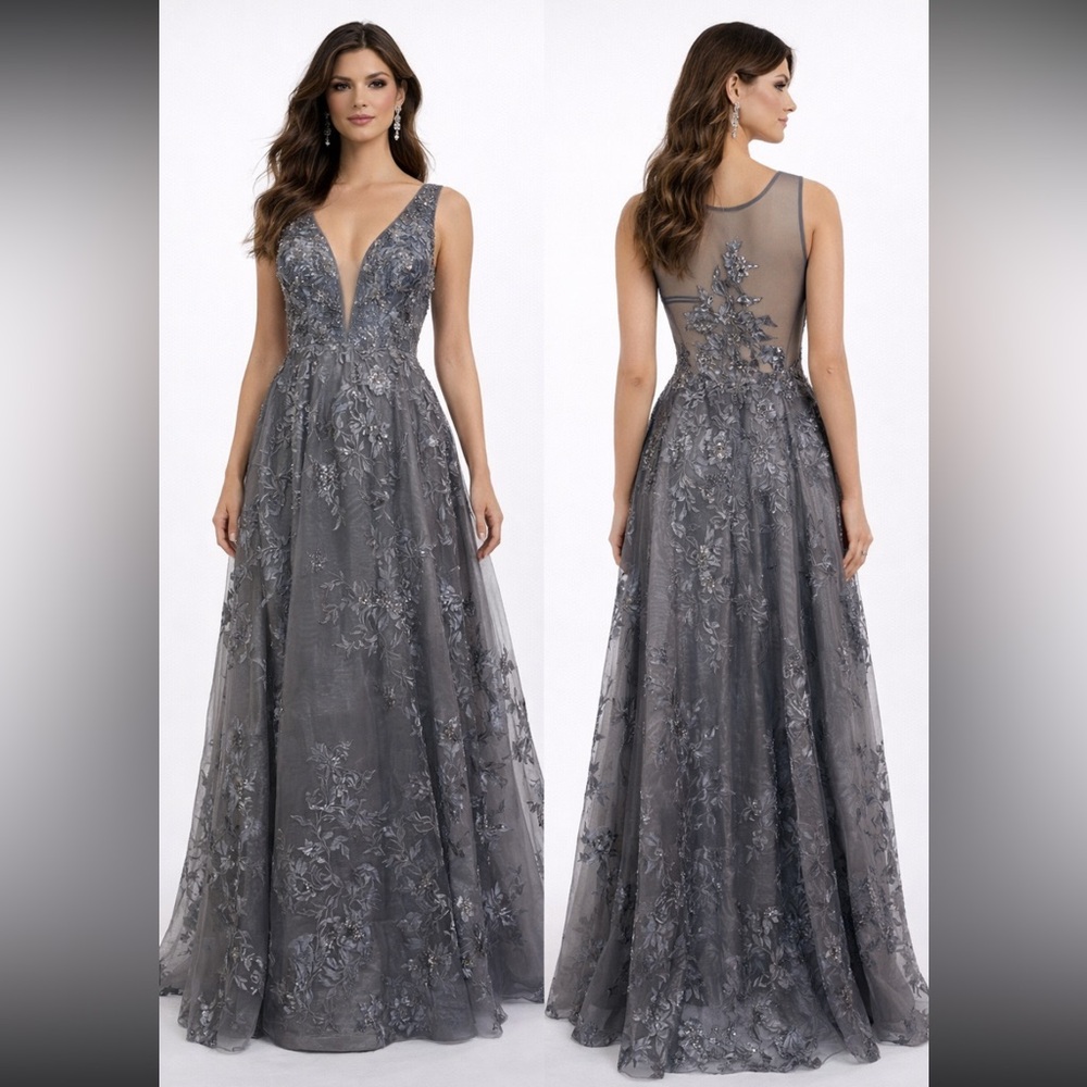 Aidan Mattox sleeveless fit and flare special occasion floral ball gown - Picture 1 of 6
